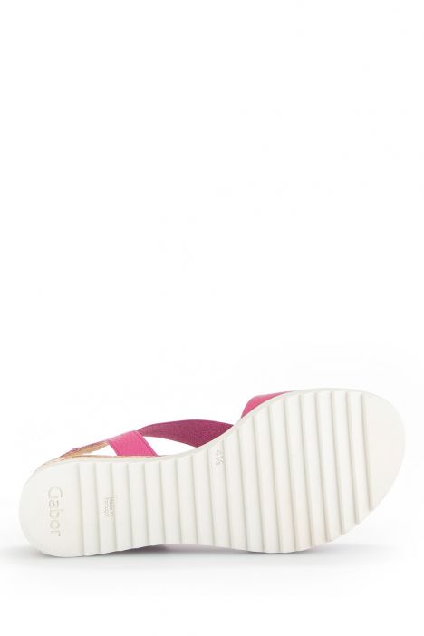 42753 Gabor Kadın Dolgu Topuklu Deri Sandalet 3.5-7.5 51 Pembe/Cervo (LDS) kelly (Kork/gold)