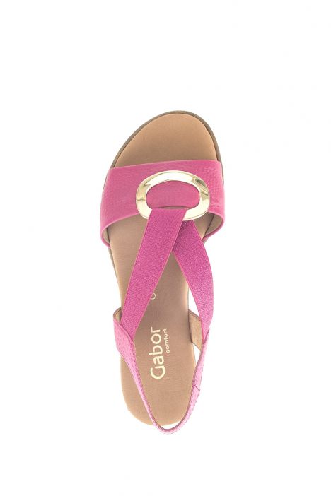 42753 Gabor Kadın Dolgu Topuklu Deri Sandalet 3.5-7.5 51 Pembe/Cervo (LDS) kelly (Kork/gold)
