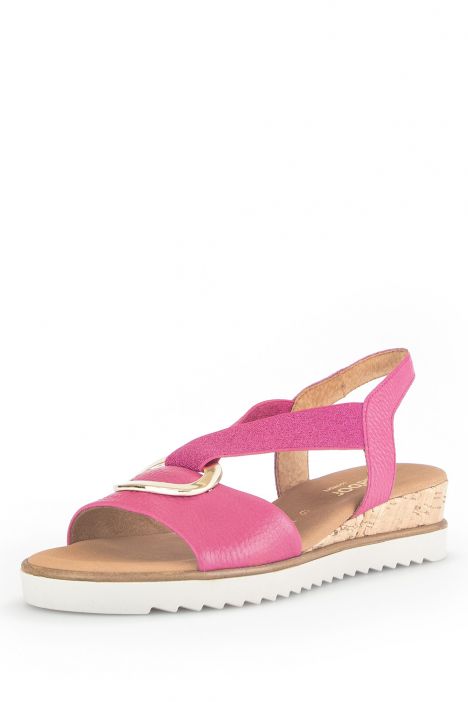 42753 Gabor Kadın Dolgu Topuklu Deri Sandalet 3.5-7.5 51 Pembe/Cervo (LDS) kelly (Kork/gold)