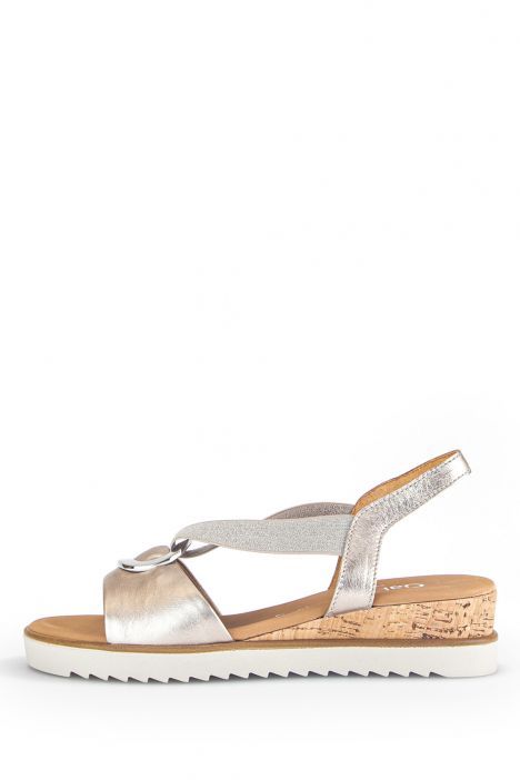 42753 Gabor Kadın Dolgu Topuklu Deri Sandalet 3.5-7.5 82 Metalik/Satin Met. (LDS) puder (Kork)