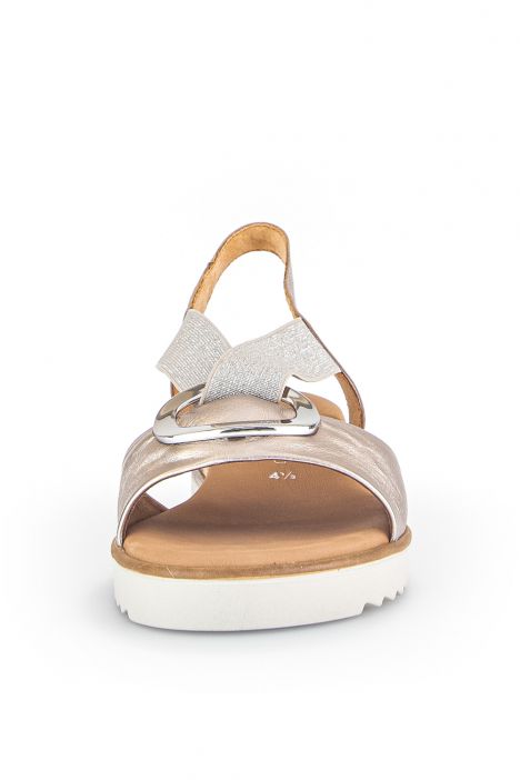 42753 Gabor Kadın Dolgu Topuklu Deri Sandalet 3.5-7.5 82 Metalik/Satin Met. (LDS) puder (Kork)