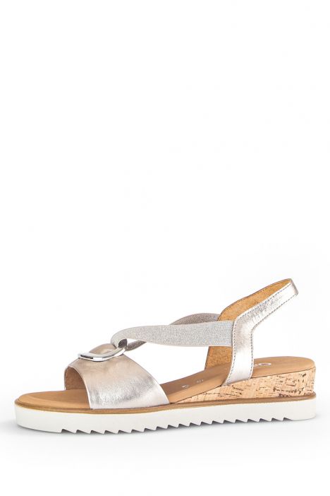 42753 Gabor Kadın Dolgu Topuklu Deri Sandalet 3.5-7.5 82 Metalik/Satin Met. (LDS) puder (Kork)