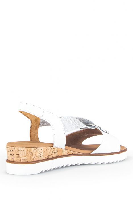 42753 Gabor Kadın Dolgu Topuklu Deri Sandalet 3.5-7.5 50 Beyaz/Cervo (LDS) weiss (Kork)
