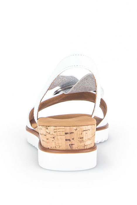 42753 Gabor Kadın Dolgu Topuklu Deri Sandalet 3.5-7.5 50 Beyaz/Cervo (LDS) weiss (Kork)