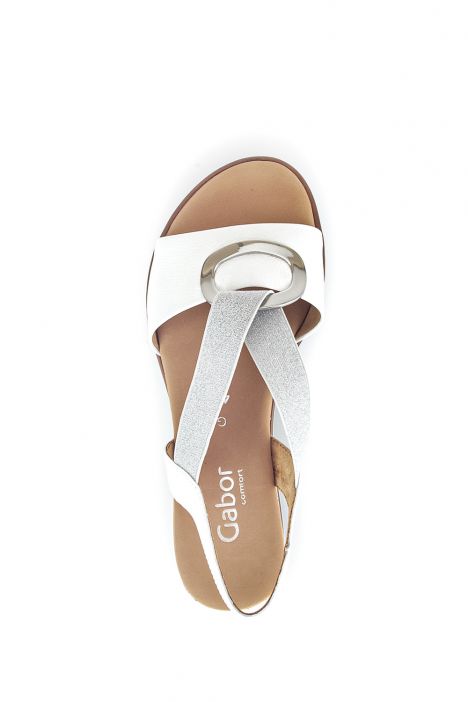 42753 Gabor Kadın Dolgu Topuklu Deri Sandalet 3.5-7.5 50 Beyaz/Cervo (LDS) weiss (Kork)