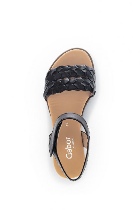 42759 Gabor Kadın Dolgu Topuklu Deri Sandalet 3.5-7.5 27 Siyah/Foulardcalf (LDS) schwarz(Kork/schw)