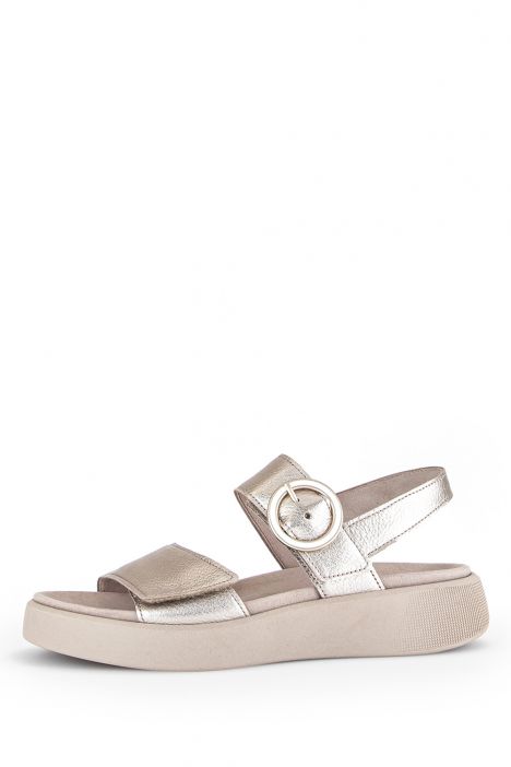 42863 Gabor Kadın Dolgu Topuklu Deri Sandalet 3.5-7.5 62 Metalik/Metal Cervo puder (goldmatt/w)