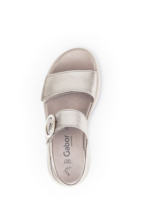42863 Gabor Kadın Dolgu Topuklu Deri Sandalet 3.5-7.5 62 Metalik/Metal Cervo puder (goldmatt/w)