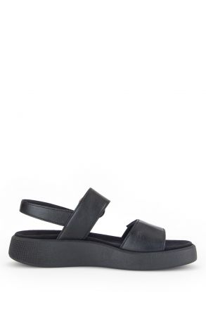 42863 Gabor Kadın Dolgu Topuklu Deri Sandalet 3.5-7.5 57 Siyah/Nappa schwarz(goldmatt/s)