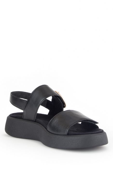 42863 Gabor Kadın Dolgu Topuklu Deri Sandalet 3.5-7.5 57 Siyah/Nappa schwarz(goldmatt/s)