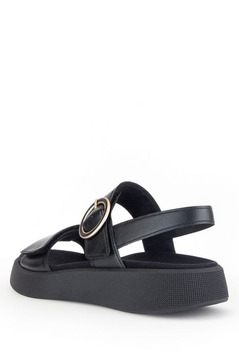 42863 Gabor Kadın Dolgu Topuklu Deri Sandalet 3.5-7.5 57 Siyah/Nappa schwarz(goldmatt/s)