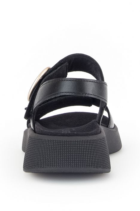 42863 Gabor Kadın Dolgu Topuklu Deri Sandalet 3.5-7.5 57 Siyah/Nappa schwarz(goldmatt/s)