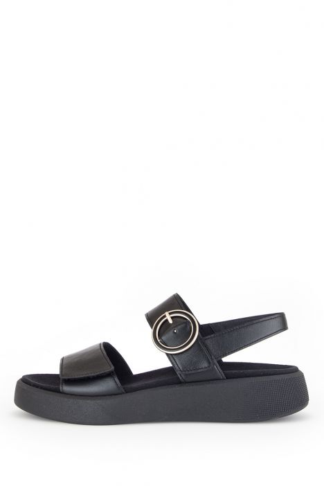 42863 Gabor Kadın Dolgu Topuklu Deri Sandalet 3.5-7.5 57 Siyah/Nappa schwarz(goldmatt/s)