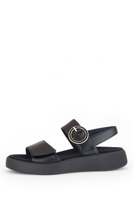 42863 Gabor Kadın Dolgu Topuklu Deri Sandalet 3.5-7.5 57 Siyah/Nappa schwarz(goldmatt/s)