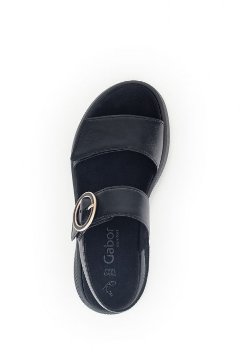 42863 Gabor Kadın Dolgu Topuklu Deri Sandalet 3.5-7.5 57 Siyah/Nappa schwarz(goldmatt/s)