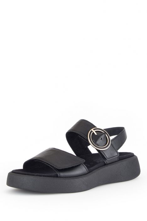 42863 Gabor Kadın Dolgu Topuklu Deri Sandalet 3.5-7.5 57 Siyah/Nappa schwarz(goldmatt/s)