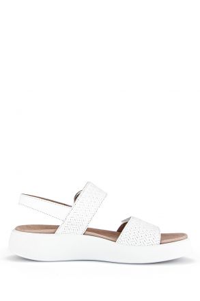 42863 Gabor Kadın Dolgu Topuklu Deri Sandalet 3.5-7.5 60 Beyaz/Flecht Twist/Nappa weiss (silber/w)