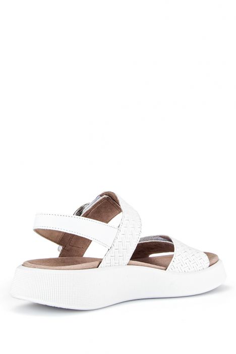 42863 Gabor Kadın Dolgu Topuklu Deri Sandalet 3.5-7.5 60 Beyaz/Flecht Twist/Nappa weiss (silber/w)