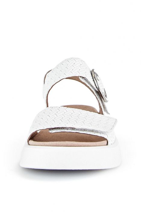 42863 Gabor Kadın Dolgu Topuklu Deri Sandalet 3.5-7.5 60 Beyaz/Flecht Twist/Nappa weiss (silber/w)