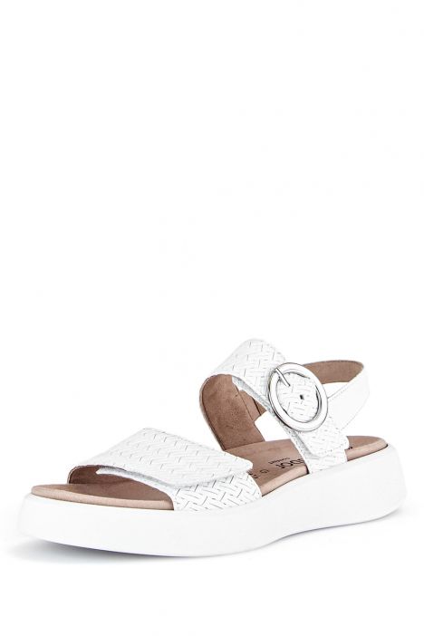 42863 Gabor Kadın Dolgu Topuklu Deri Sandalet 3.5-7.5 60 Beyaz/Flecht Twist/Nappa weiss (silber/w)
