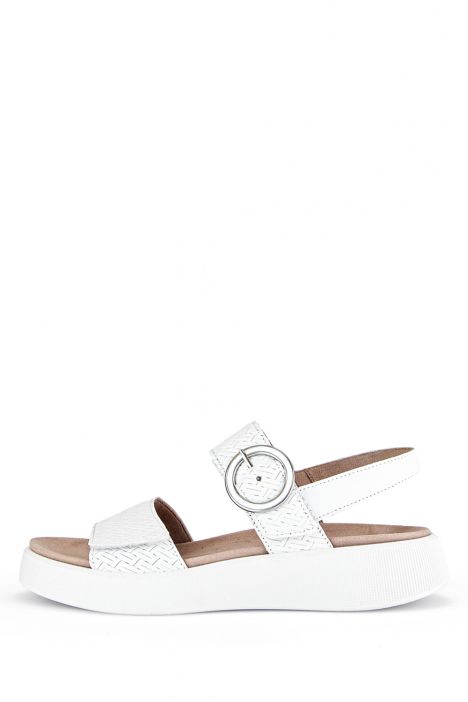 42863 Gabor Kadın Dolgu Topuklu Deri Sandalet 3.5-7.5 60 Beyaz/Flecht Twist/Nappa weiss (silber/w)