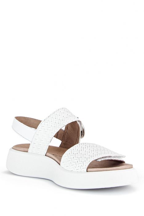 42863 Gabor Kadın Dolgu Topuklu Deri Sandalet 3.5-7.5 60 Beyaz/Flecht Twist/Nappa weiss (silber/w)