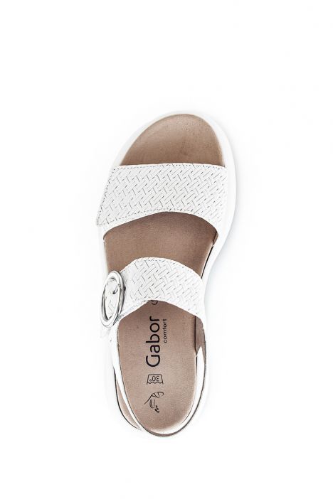 42863 Gabor Kadın Dolgu Topuklu Deri Sandalet 3.5-7.5 60 Beyaz/Flecht Twist/Nappa weiss (silber/w)