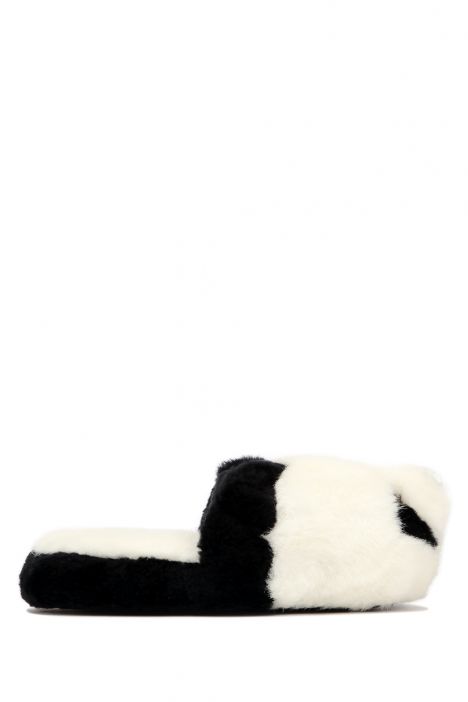 Kifidis Panda Peluş Terlik Beyaz / White