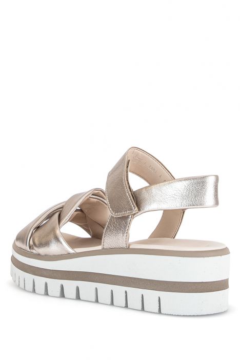 44622 Gabor Kadın Dolgu Topuklu Deri Sandalet 3.5-7.5 62 Metalik/Satin Met. puder