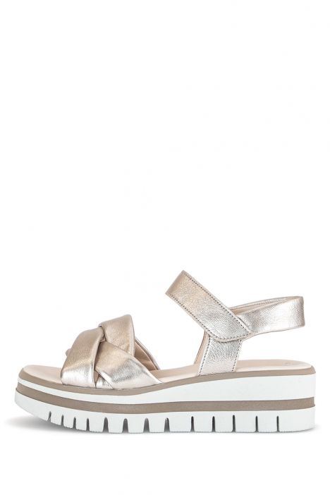 44622 Gabor Kadın Dolgu Topuklu Deri Sandalet 3.5-7.5 62 Metalik/Satin Met. puder