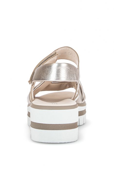 44622 Gabor Kadın Dolgu Topuklu Deri Sandalet 3.5-7.5 62 Metalik/Satin Met. puder