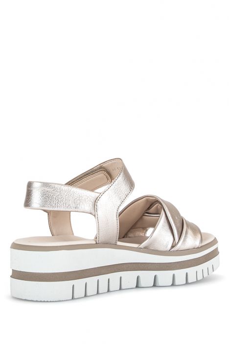 44622 Gabor Kadın Dolgu Topuklu Deri Sandalet 3.5-7.5 62 Metalik/Satin Met. puder