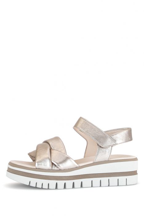 44622 Gabor Kadın Dolgu Topuklu Deri Sandalet 3.5-7.5 62 Metalik/Satin Met. puder