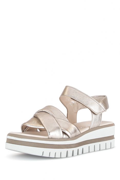 44622 Gabor Kadın Dolgu Topuklu Deri Sandalet 3.5-7.5 62 Metalik/Satin Met. puder