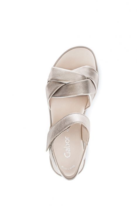 44622 Gabor Kadın Dolgu Topuklu Deri Sandalet 3.5-7.5 62 Metalik/Satin Met. puder