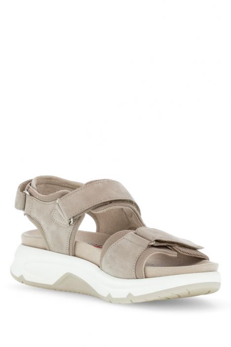 46889 Gabor Rolling Soft Kadın Yürüyüş Sandaleti 3.5-7.5 43 Bej/Soft Nubuk/Mesh leinen