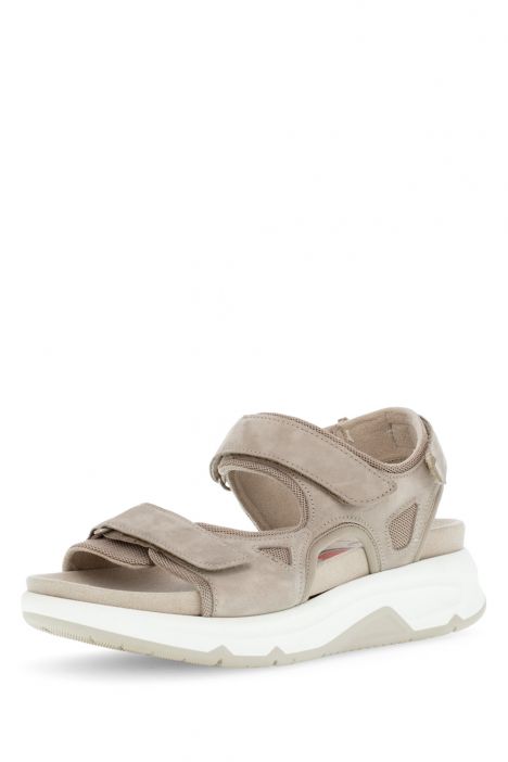 46889 Gabor Rolling Soft Kadın Yürüyüş Sandaleti 3.5-7.5 43 Bej/Soft Nubuk/Mesh leinen