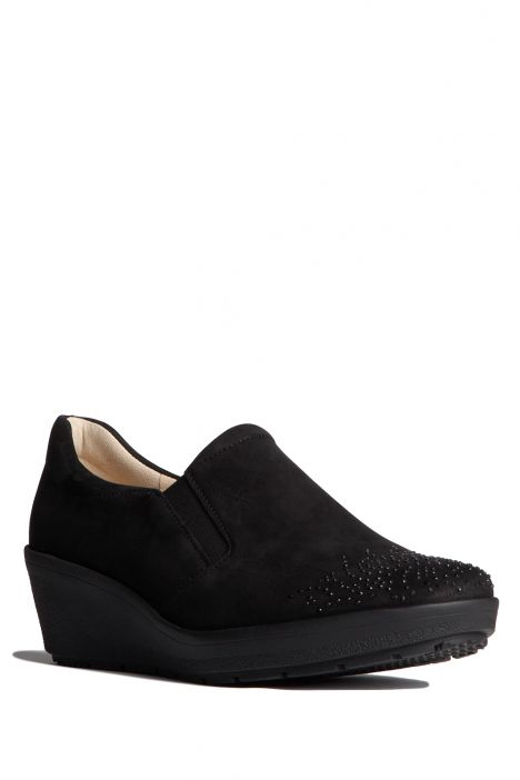 47694 Ara Shoes Kadın Dolgu Topuk Nubuk Ayakkabı 3-8 NUBUK, BLACK - 01NB