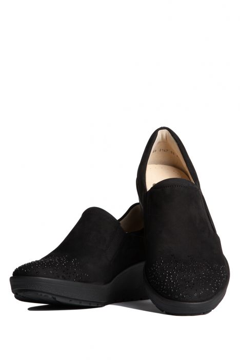 47694 Ara Shoes Kadın Dolgu Topuk Nubuk Ayakkabı 3-8 NUBUK, BLACK - 01NB