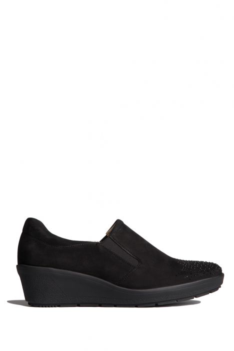 47694 Ara Shoes Kadın Dolgu Topuk Nubuk Ayakkabı 3-8 NUBUK, BLACK - 01NB