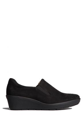 47694 Ara Shoes Kadın Dolgu Topuk Nubuk Ayakkabı 3-8 NUBUK, BLACK - 01NB