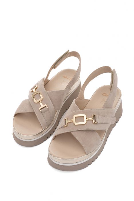 50504 Ara Shoes Tibet-S Kadın Deri Sandalet 36-41 08 SAMTCHEVRO,GLOSSYCALF , SAND