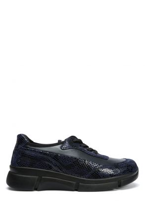 5122 Berkemann Vigga Kadın Bağcıklı Anatomik Ayakkabı 3.5-7.5 Deep Blue/Black - Leather/Stretch