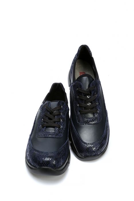 5122 Berkemann Vigga Kadın Bağcıklı Anatomik Ayakkabı 3.5-7.5 Deep Blue/Black - Leather/Stretch