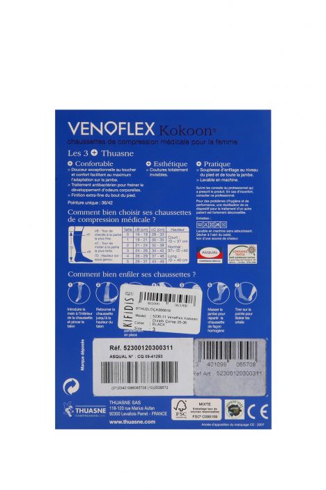 5230-11 Venoflex Kokoon Dizaltı Çorap 20-36 mmHg (Kısa) Siyah / Black