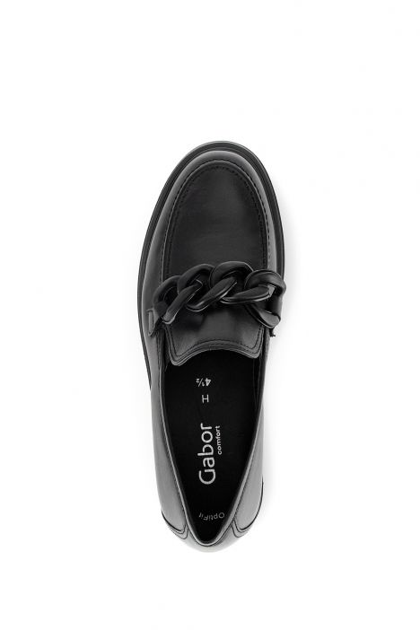 52554 Gabor Kadın Deri Loafer Ayakkabı 3.5-7.5 67 Siyah/Foulardcalf - schwarz (uni+lack)