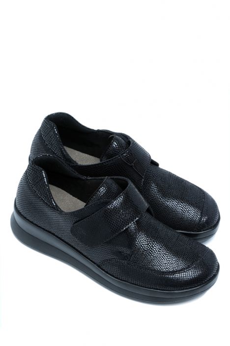 5360 Berkemann Venita Kadın Velkrolu Anatomik Ayakkabı 3.5-7.5 Schwarz/Metallic - Leder/Stretch - 912