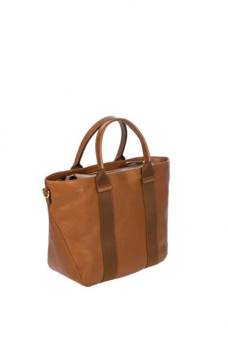 5803 Bric's Life Pelle Omuz Çantası 27x28x15 cm Taba/Tan Leather - 098