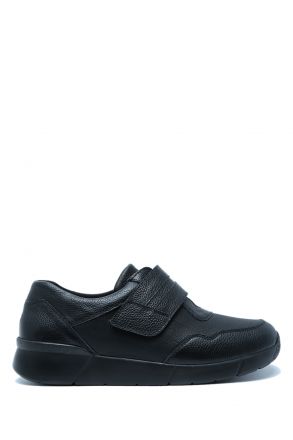 5918 Berkemann Richard Erkek Velkrolu Anatomik Ayakkabı 6.5-11.0 Mattschwarz - Leder/Stretch - 411
