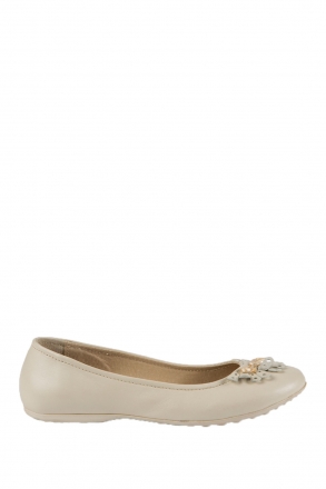 *Bt 6026F2E Kifidis Melania Çocuk Babet Hakiki Deri 30-38 Bej / Beige